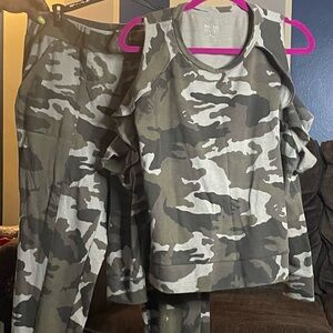 Camo Print Top and Pants Set